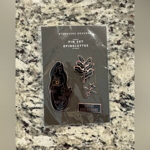 NEW Starbucks Reserve Chicago Black Rose Gold Set Of Four Enamel Pins Coffee